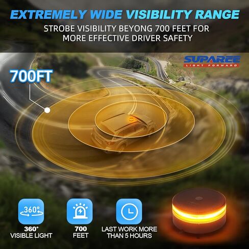 SUPAREE أضواء ستروب LED للشاحنات - أضواء ستروب العنبر اللاسلكية للتحكم عن بعد ضوء بيكون مع مغناطيسي قوي من منارة العنبر ضوء ستروب IP68 مقاوم للماء لبناء قارب سنووبلو سيارة in Kuwait