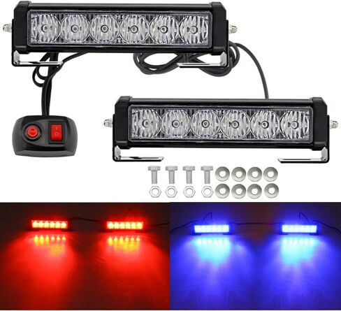 شريط أضواء LED للطوارئ مكون من قطعتين باللون الأحمر والأزرق المتغير باللونين الأزرق وتحذير شبكة أضواء الشرطة شريط سطحي مناسب للدراجات النارية POV ومركبات البناء وشاحنة السحب in Saudi Arabia