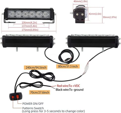 شريط أضواء LED للطوارئ مكون من قطعتين باللون الأحمر والأزرق المتغير باللونين الأزرق وتحذير شبكة أضواء الشرطة شريط سطحي مناسب للدراجات النارية POV ومركبات البناء وشاحنة السحب in Saudi Arabia