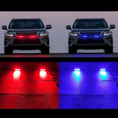 شريط أضواء LED للطوارئ مكون من قطعتين باللون الأحمر والأزرق المتغير باللونين الأزرق وتحذير شبكة أضواء الشرطة شريط سطحي مناسب للدراجات النارية POV ومركبات البناء وشاحنة السحب in Saudi Arabia