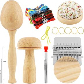Mellisore Mini Darning Mushroom Loom Kit, 14 Hooks Weaving Tool with 14 Large-Eye Needles & 50 Colors Thread for DIY Sock, Jeans Mending and Handcraft Repair in Saudi Arabia