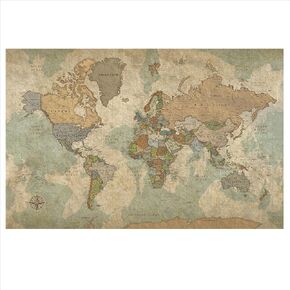 خريطة العالم HolyCowCanvas على القماش بألوان أرضية عتيقة مع دبابيس لتمييز الرحلات، لوحة دبوس لخريطة العالم، متتبع السفر (40 × 24، مغلفة في المعرض) in Kuwait