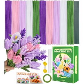 Praisebank Pastel Pipe Cleaners for Crafts (400pcs with Instruction), Flower Making Kit, Chenille Stems for DIY Projecets, Arts & Crafts Supplies for Festival Party Decorations in Saudi Arabia