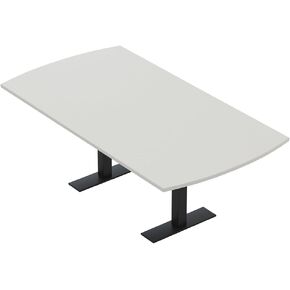 SKUTCHI DESIGNS INC. 6 Person Arc Rectangle Conference Table with Metal T-Legs | Boardroom Table with Power and Data Unit | Matte Silver Base | White - 7 Ft in Saudi Arabia