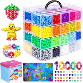 Redtwo 96 Colors Pony Beads for Bracelet Making Kit, Rainbow Kandi Beads Bulk Hair Beads Friendship Bracelet Kit, Craft Gifts Set for Girls in Saudi Arabia