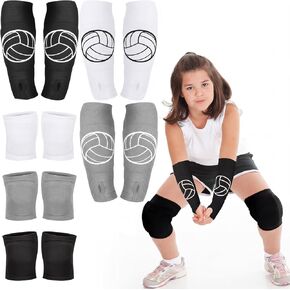 Sosation 3 Set Volleyball Arm Sleeves and Knee Pads for Kids Soft Forearm Sleeves with Protection Pad Thumbhole Volleyball Accessories for Training Youth Girls Boys 5-8 Years Old in Kuwait