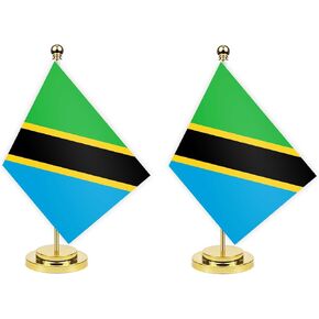 2PCS Tanzania Desk Flag,12 inch Tall Small Tanzanians Indoor Banner,Tiny Printing Decor For Office Home Table in Saudi Arabia