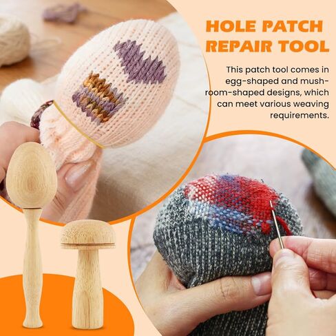 Mellisore Mini Darning Mushroom Loom Kit, 14 Hooks Weaving Tool with 14 Large-Eye Needles & 50 Colors Thread for DIY Sock, Jeans Mending and Handcraft Repair in Saudi Arabia