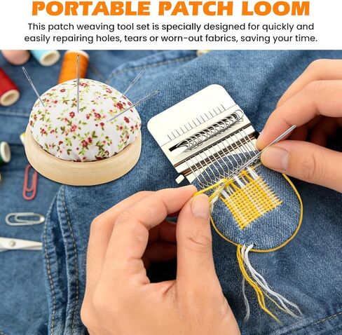 Mellisore Mini Darning Mushroom Loom Kit, 14 Hooks Weaving Tool with 14 Large-Eye Needles & 50 Colors Thread for DIY Sock, Jeans Mending and Handcraft Repair in Saudi Arabia