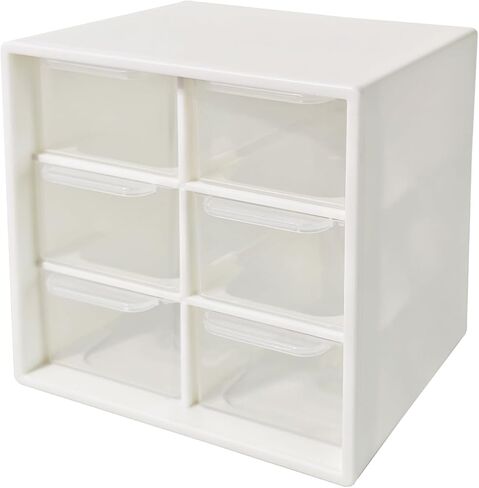 Small Drawer Organizer for Desk, 4.7" x 4.7" x 3.8" Small Desktop Organizer with 6 Drawers, Plastic Storage Box for Office, Classroom, Craft and Home Organization in Saudi Arabia