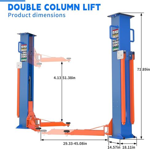 2 Post Car Lift 8000 lbs - Portable Auto Lift & Hydraulic Vehicle Hoist for Home Garage - Mid Rise Design, 220V Motor with Tool Box & Q235 Steel Construction in Saudi Arabia