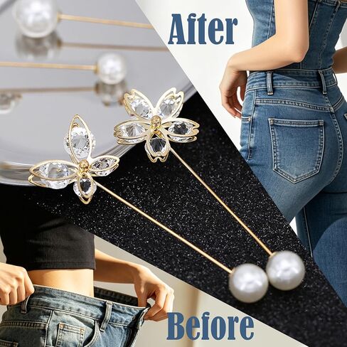 24 PCS Decorative Safety Pins for Waist Faux Pearl Rhinestone Clothing Pins Alloy Sewing Pins for Fastening Loose Clothes Dresses Scarves Bags in Saudi Arabia