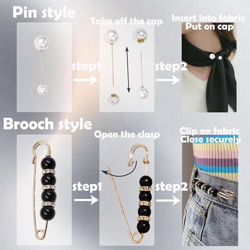 24 PCS Decorative Safety Pins for Waist Faux Pearl Rhinestone Clothing Pins Alloy Sewing Pins for Fastening Loose Clothes Dresses Scarves Bags in Saudi Arabia
