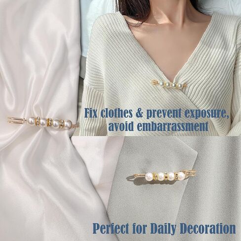 24 PCS Decorative Safety Pins for Waist Faux Pearl Rhinestone Clothing Pins Alloy Sewing Pins for Fastening Loose Clothes Dresses Scarves Bags in Saudi Arabia