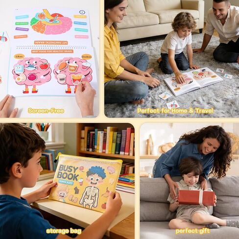 كتاب مونتيسوري المزدحم للأطفال الصغار 3-5، كتاب تشريح جسم الإنسان المزدحم للأطفال، أنشطة التعلم ما قبل المدرسة، الألعاب الحسية للتوحد، ألعاب السفر الهادئة، الهدايا التعليمية للبنين والبنات الذين تتراوح أعمارهم بين 3-6 in Kuwait