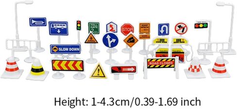 28pcs 1:64 Scale Playset, Miniature Traffic Signs, Layout for DIY Projects, C in Saudi Arabia