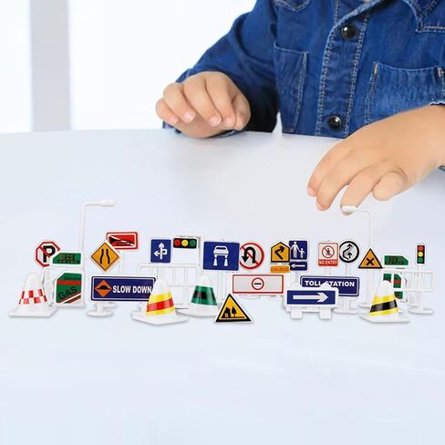 28pcs 1:64 Scale Playset, Miniature Traffic Signs, Layout for DIY Projects, C in Saudi Arabia