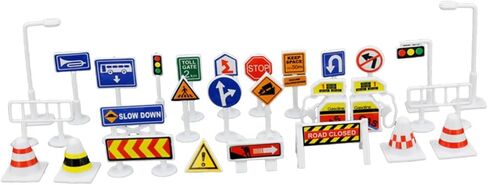 28pcs 1:64 Scale Playset, Miniature Traffic Signs, Layout for DIY Projects, C in Saudi Arabia