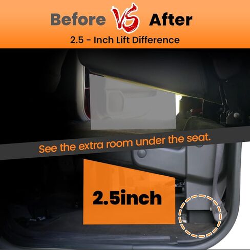 For 2014-2018 Chevy Silverado GMC Sierra Crew Cab Rear Seat Lift Kit, 2.5 Inch Height Increase, Black Steel Brackets for Added Storage & Audio System Space in Saudi Arabia