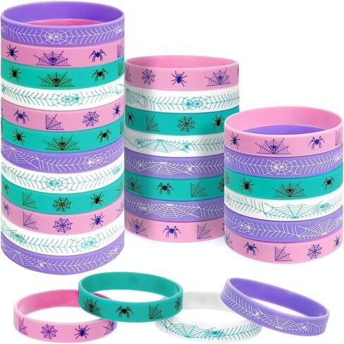 30 PCS Spider Web Silicone Bracelets Rubber Wristband for Birthday Decorations Supply, Halloween Theme Party Favors in Saudi Arabia