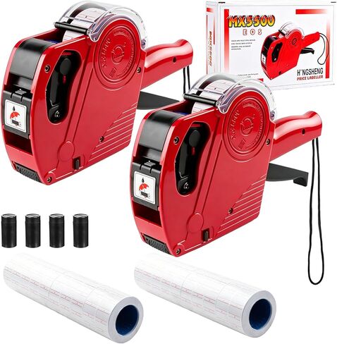 2 Pack Pricing Gun - 8 Digits Price Tag Gun with 8000 Labels & 4 Ink Rollers Kit Red Pricing Label Maker for Retailer,Supermarket in Saudi Arabia