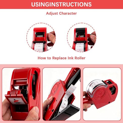 2 Pack Pricing Gun - 8 Digits Price Tag Gun with 8000 Labels & 4 Ink Rollers Kit Red Pricing Label Maker for Retailer,Supermarket in Saudi Arabia