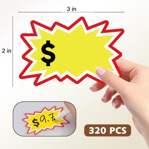 320 قطعة من ملصقات أسعار بيع المرآب مقاس 2 × 3 بوصة، وعلامات لاصقة قابلة للإزالة مع مساحة فارغة للتسعير، مثالية لمبيعات الفناء وأسواق السلع المستعملة ومبيعات المنتجات المجتمعية in Kuwait