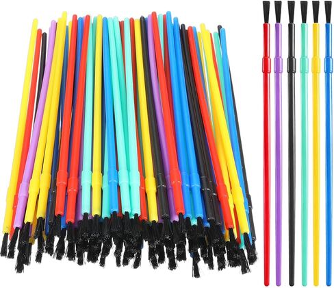 100 PCS Paint Brush Set, Plastic Paint Brushes Tiny Watercolor Brushes Touch up Paintbrushes Colorful Detail Painting Kit Art Supplies for Educational & Learning Activity Artists Beginners in Saudi Arabia