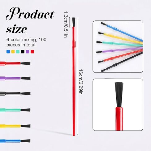 100 PCS Paint Brush Set, Plastic Paint Brushes Tiny Watercolor Brushes Touch up Paintbrushes Colorful Detail Painting Kit Art Supplies for Educational & Learning Activity Artists Beginners in Saudi Arabia