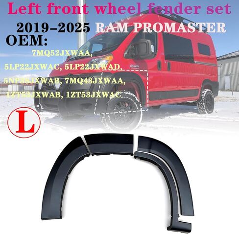 Black Left Front Fender Flare 4Pcs For Ram Promaster 1500/2500/3500 2019-2025 Driver Side Wheel Arch Trim Panel Fender Replacement Part 5NP39JXWAB 1ZT54JXWAB 1ZT92JXWAA 1ZT96JXWAA 5LP21JXWAC in Saudi Arabia