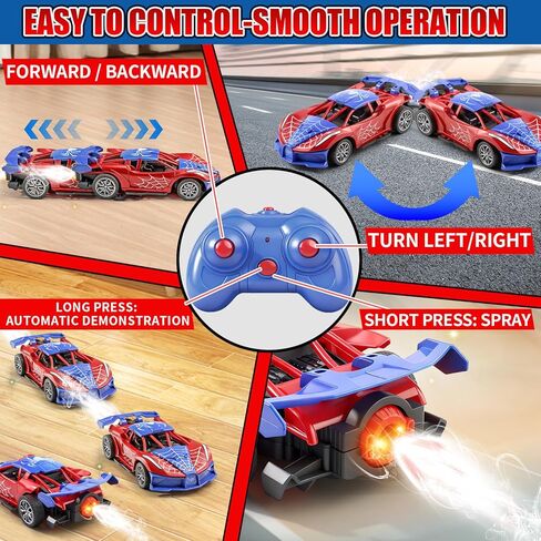 2.4GHz RC Small Drift Car,1：18 Cool Spider Remote Control Car with Glowing Tail Light & Mist, Rechargeable Spider Toys Vehicles Gifts for 3 4 5 6 7 8 9 10 11 12Year Old Boys Age in Saudi Arabia