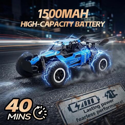 1:16 High Speed RC Car for Boys, 12.5 MPH All-Terrain Off-Road Remote Control Truck, 2.4GHz Alloy Drift Vehicle with Metal Differentials & Shocks, Blue DMRC017-B in Saudi Arabia