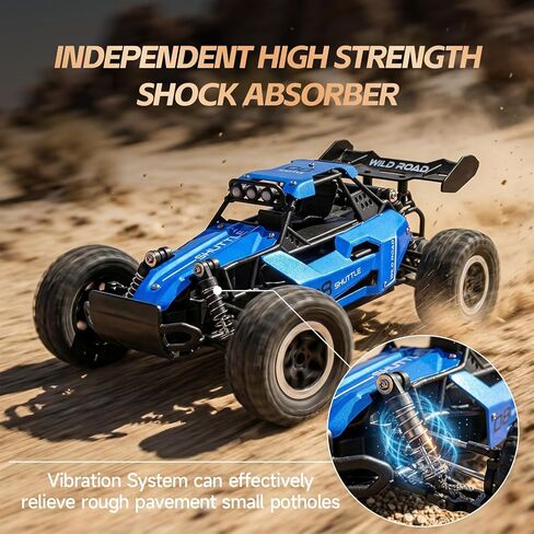 1:16 High Speed RC Car for Boys, 12.5 MPH All-Terrain Off-Road Remote Control Truck, 2.4GHz Alloy Drift Vehicle with Metal Differentials & Shocks, Blue DMRC017-B in Saudi Arabia