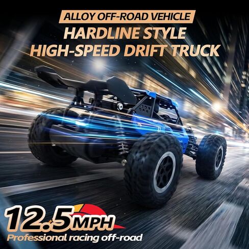 1:16 High Speed RC Car for Boys, 12.5 MPH All-Terrain Off-Road Remote Control Truck, 2.4GHz Alloy Drift Vehicle with Metal Differentials & Shocks, Blue DMRC017-B in Saudi Arabia