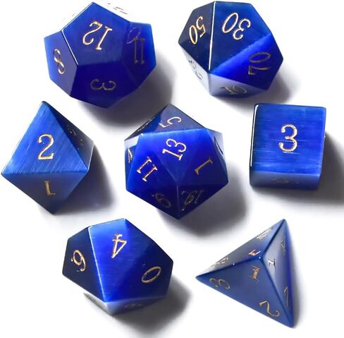 Natural Gemstone DND Dice Set,7 Pcs Pink Cat's Eye Handmade Polyhedral D&D Dice with Gift Metal Box for Dungeons and Dragons MTG Role Playing Games (Pink Cat's Eye) in Saudi Arabia