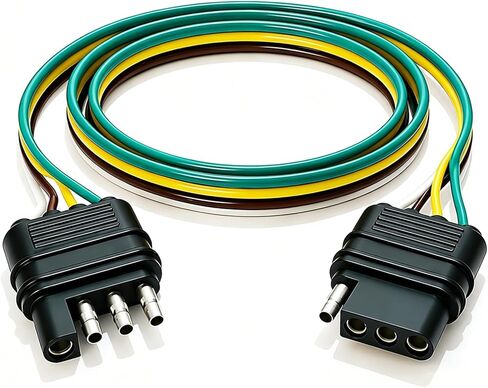 تمديد سلك المقطورة 4 اتجاهات موصل نهاية المقطورة المسطحة مع قابس ذكر وأنثى 18 AWG 26 بوصة ضوء وصلة 4 دبوس موسع أسلاك المقطورة قطعة واحدة in Kuwait
