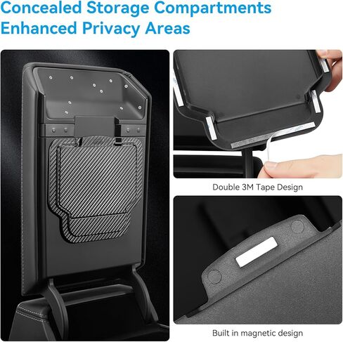 Center Console Organizer Tray for Tesla Model Y Juniper 2025-2026 & Model 3 Highland 2024-2026 - Tesla Accessories Storage Double Layer Tray Silicone Non-Slip Surface, Cup Holder & Camera Cover in Saudi Arabia