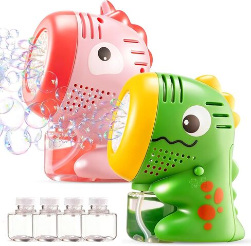 SYNCFUN 2 جهاز كمبيوتر شخصى آلات فقاعات الديناصورات للأطفال الصغار، آلات فقاعات صغيرة يونيكورن مع حل فقاعات للأطفال، الأطفال الصغار، هدايا الحفلات الصيفية في الهواء الطلق، هدية عيد ميلاد عيد الفصح للأطفال in Kuwait