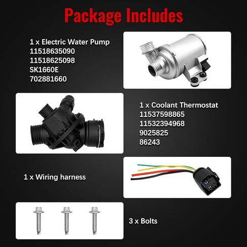 11518635090 Water PumpThermostat Kit for BMW 335i X5 X6 sDrive35i xDrive35i, 435i Gran Coupe 335i GT xDrive Active Hybrid,M2 M235i xDrive Coupe 3.0 F30 F32 F15 N55 Electric Water Pump 11537598865 in Saudi Arabia
