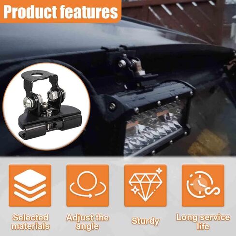 2PCS LED Light Bar Mounting Brackets, Adjustable Hood Work Light Base with Rubber Pad, Off-Road Vehicle Ditch Lights Mounts, Non-Destructive Fixing Car Auxiliary Lighting Accessory (Silver) in Saudi Arabia