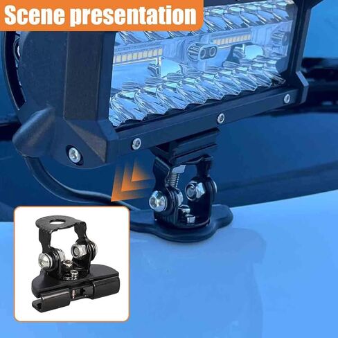2PCS LED Light Bar Mounting Brackets, Adjustable Hood Work Light Base with Rubber Pad, Off-Road Vehicle Ditch Lights Mounts, Non-Destructive Fixing Car Auxiliary Lighting Accessory (Silver) in Saudi Arabia