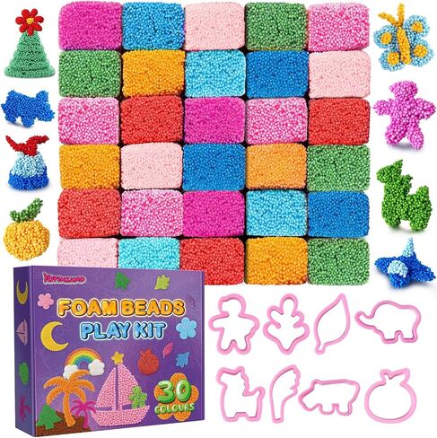 Foam Beads Play Kit - 30 Pack Modeling Foam Beads for Kids, Slime & Sensory Play, Preschool Classroom Educational Arts & Crafts, Party Favors Gifts in Saudi Arabia