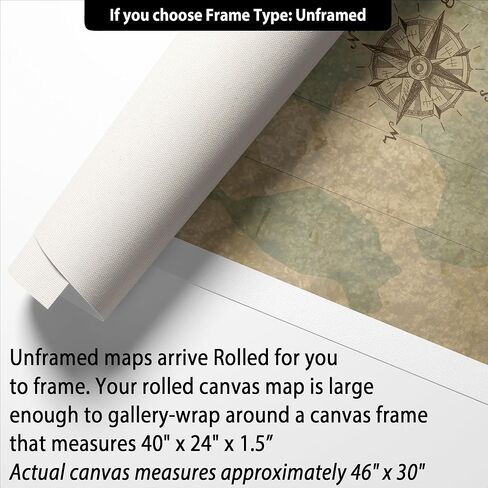 خريطة العالم HolyCowCanvas على القماش بألوان أرضية عتيقة مع دبابيس لتمييز الرحلات، لوحة دبوس لخريطة العالم، متتبع السفر (40 × 24، مغلفة في المعرض) in Kuwait