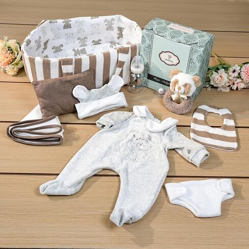 10 Pcs Baby Doll Accessories, Reborn Baby Doll Clothes with Bassinet for 17-22 Inch Realistic Baby Dolls, Pretend Play Outfit Set in Saudi Arabia