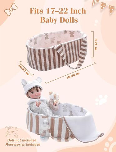 10 Pcs Baby Doll Accessories, Reborn Baby Doll Clothes with Bassinet for 17-22 Inch Realistic Baby Dolls, Pretend Play Outfit Set in Saudi Arabia