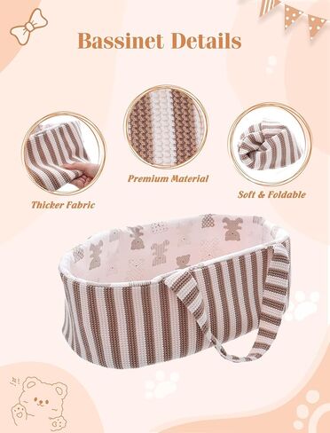 10 Pcs Baby Doll Accessories, Reborn Baby Doll Clothes with Bassinet for 17-22 Inch Realistic Baby Dolls, Pretend Play Outfit Set in Saudi Arabia