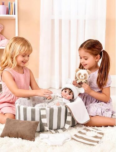 10 Pcs Baby Doll Accessories, Reborn Baby Doll Clothes with Bassinet for 17-22 Inch Realistic Baby Dolls, Pretend Play Outfit Set in Saudi Arabia