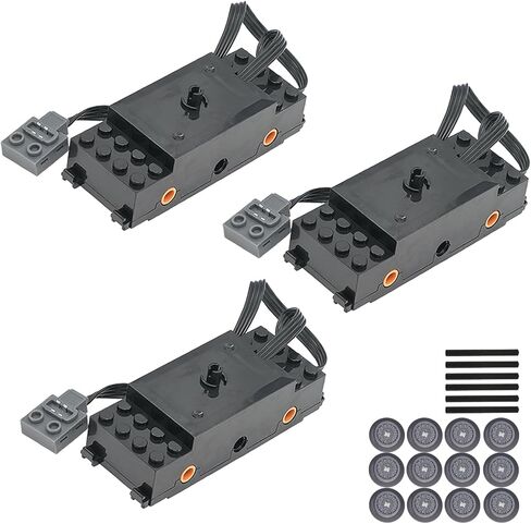 Power Funtion Train Motor Kit，3Pcs Train Motor with Wheels&Pins，Compatible with L Brand in Saudi Arabia