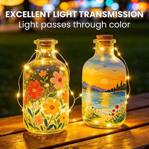 ARTME 20 Colors Stained Glass Paint Set with 6 Brushes, Waterproof Permanent Acrylic Ceramic & Glass Painting Kit for Beginners and Artists Painting on Wine Glasses Ceramic Window(30ml/1oz) in Saudi Arabia