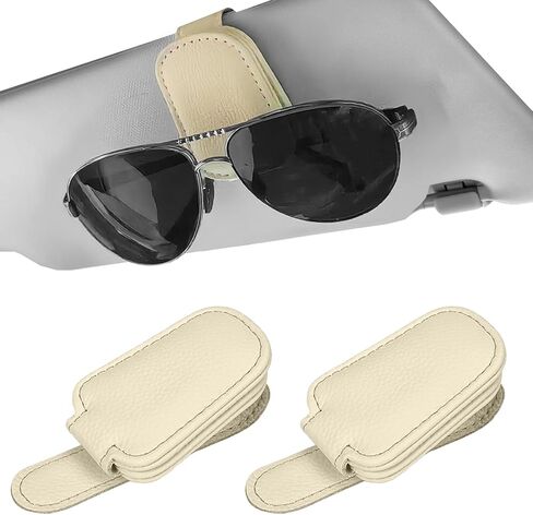 Sunglass Holder for Car Visor, Magnetic Leather Sunglasses Holder and Ticket Card Clip for Car in Saudi Arabia